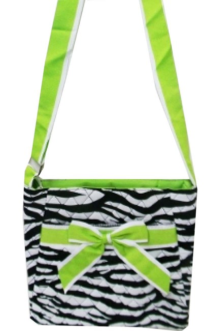 Quilted Messenger Bag-BG0717-ZEBRA-GRN